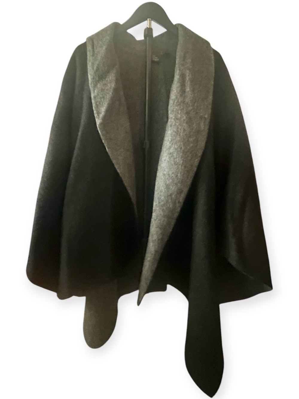 Eileen Fisher, Fisher Project Baby Alpaca Cape Poncho Black and Gray